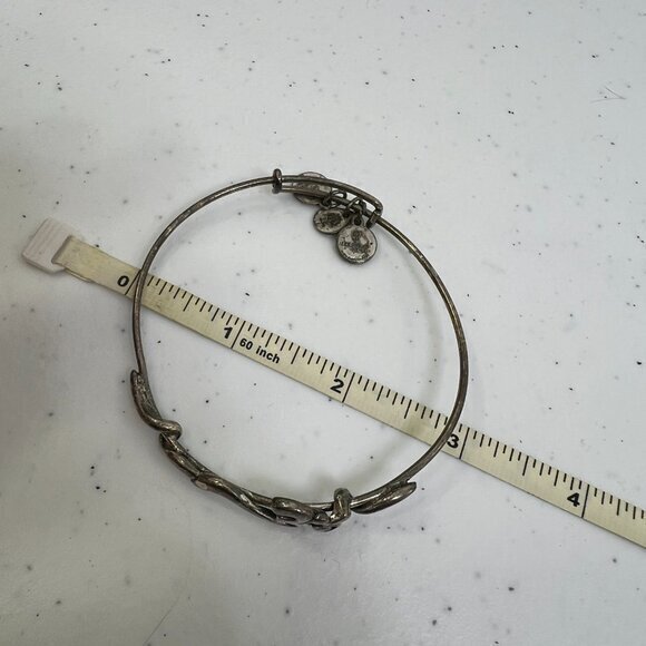 Alex & Ani Om Symbol Karma Horizontal Silver Charm Bangle Bracelet Wire Wrap - Picture 8 of 8